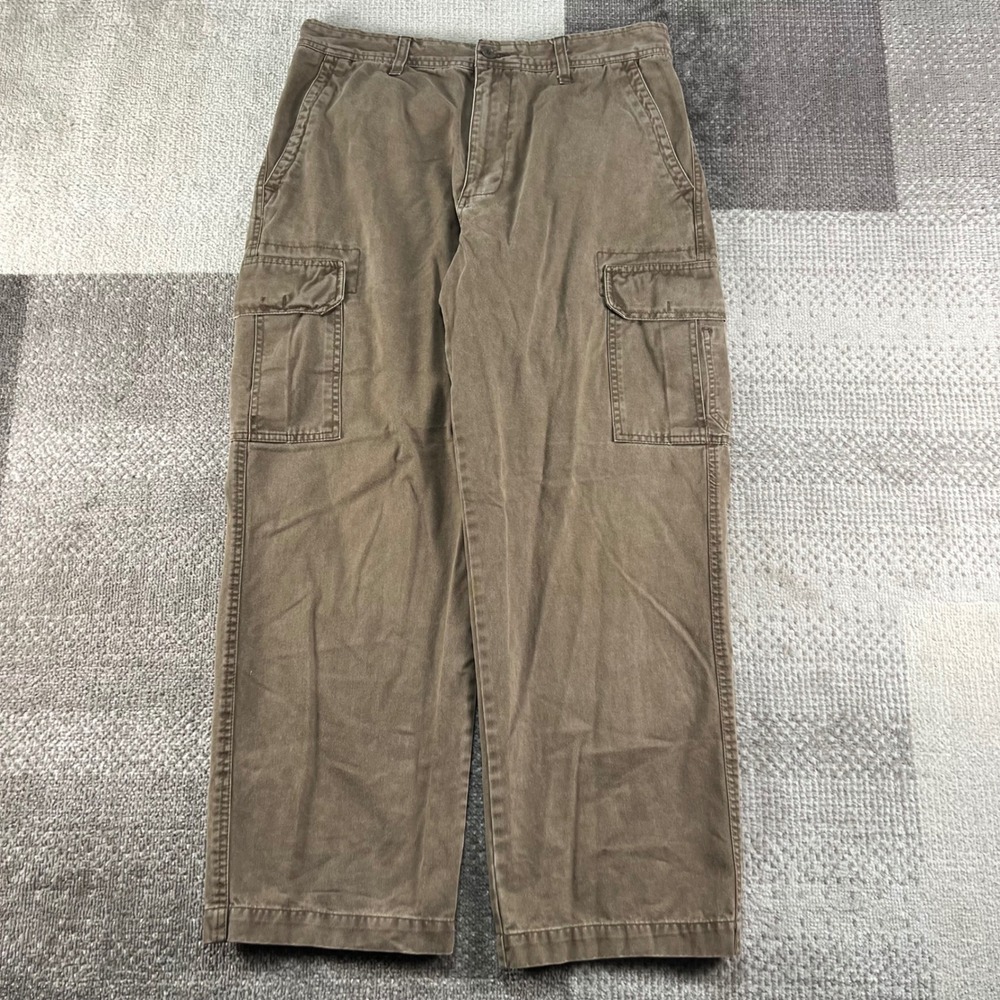 Y2K Old Navy Mens Brown Baggy Cargo Pants 33x30 Y2K Relaxed Fit